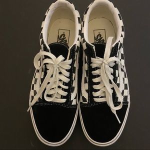 Vans Old Skool Platform BLK/WHT Checkered SZ 9.5